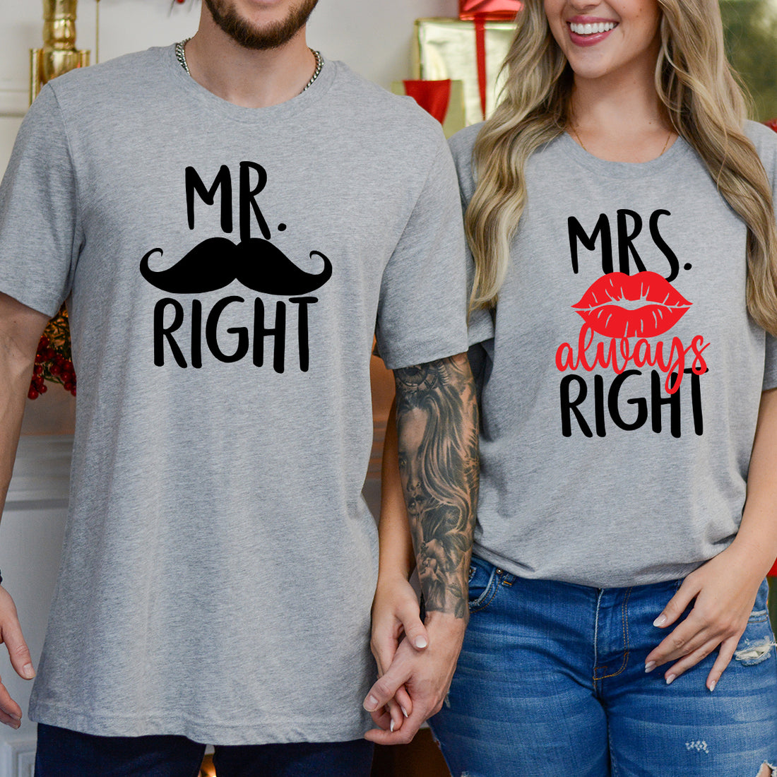 Mr Right Mrs Always Right Matching T-Shirts For Couples