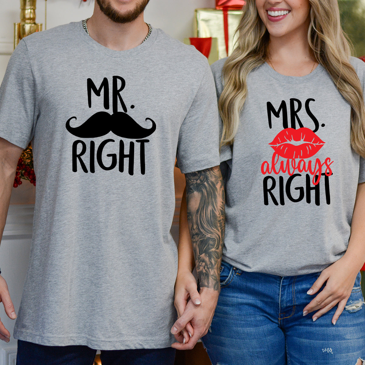 Mr Right Mrs Always Right Matching T-Shirts For Couples
