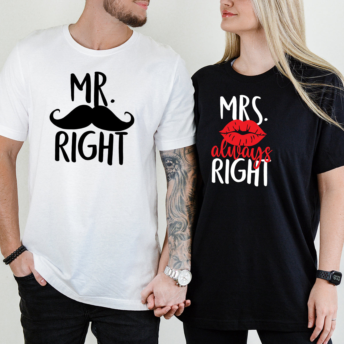 Mr Right Mrs Always Right Matching T-Shirts For Couples