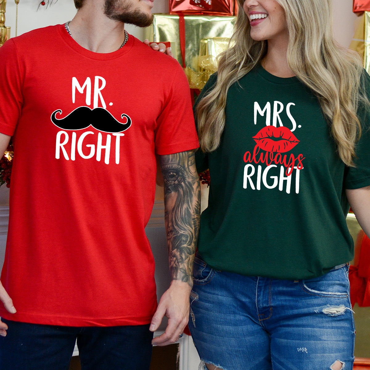 Mr Right Mrs Always Right Matching T-Shirts For Couples