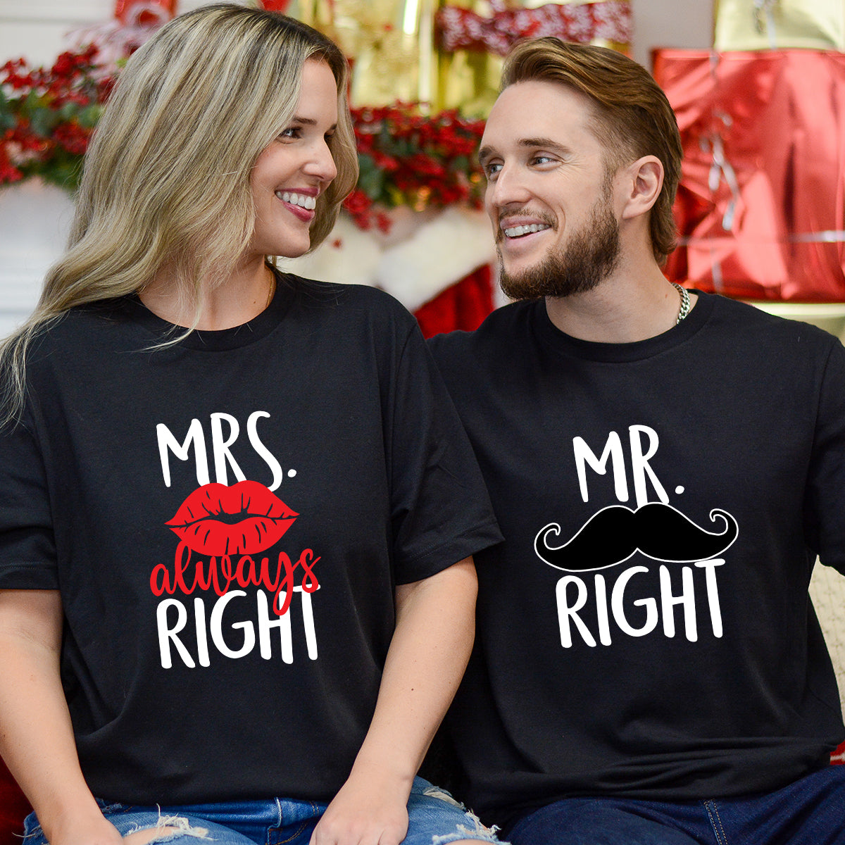 Mr Right Mrs Always Right Matching T-Shirts For Couples