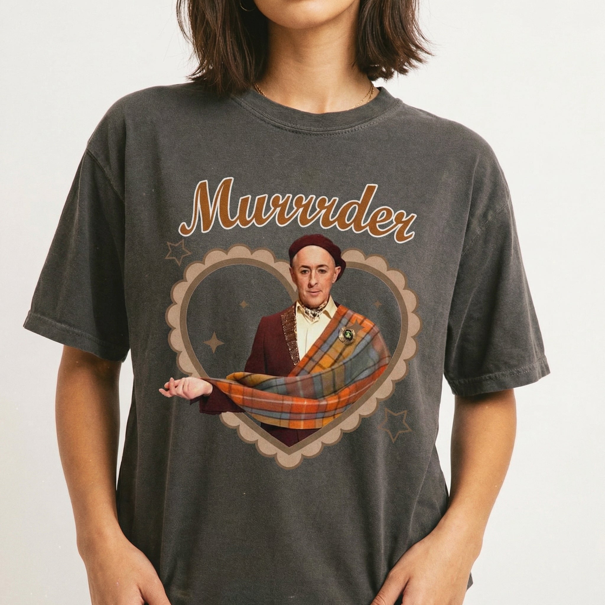 Murder Mystery Game Show Graphic T-Shirt – Funny Scottish Host Inspired Tee