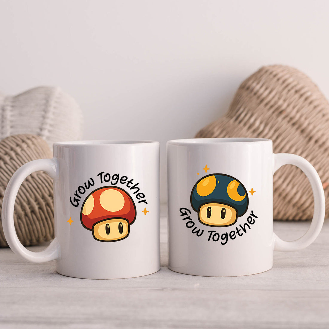Mushroom Power Matching Mugs For Couples