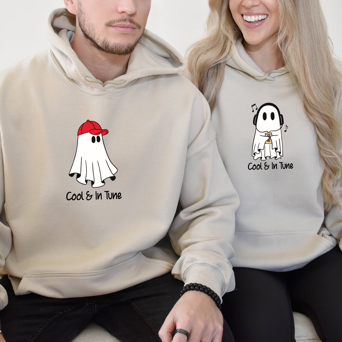 Music & Cap Ghost Matching Hoodies For Couples