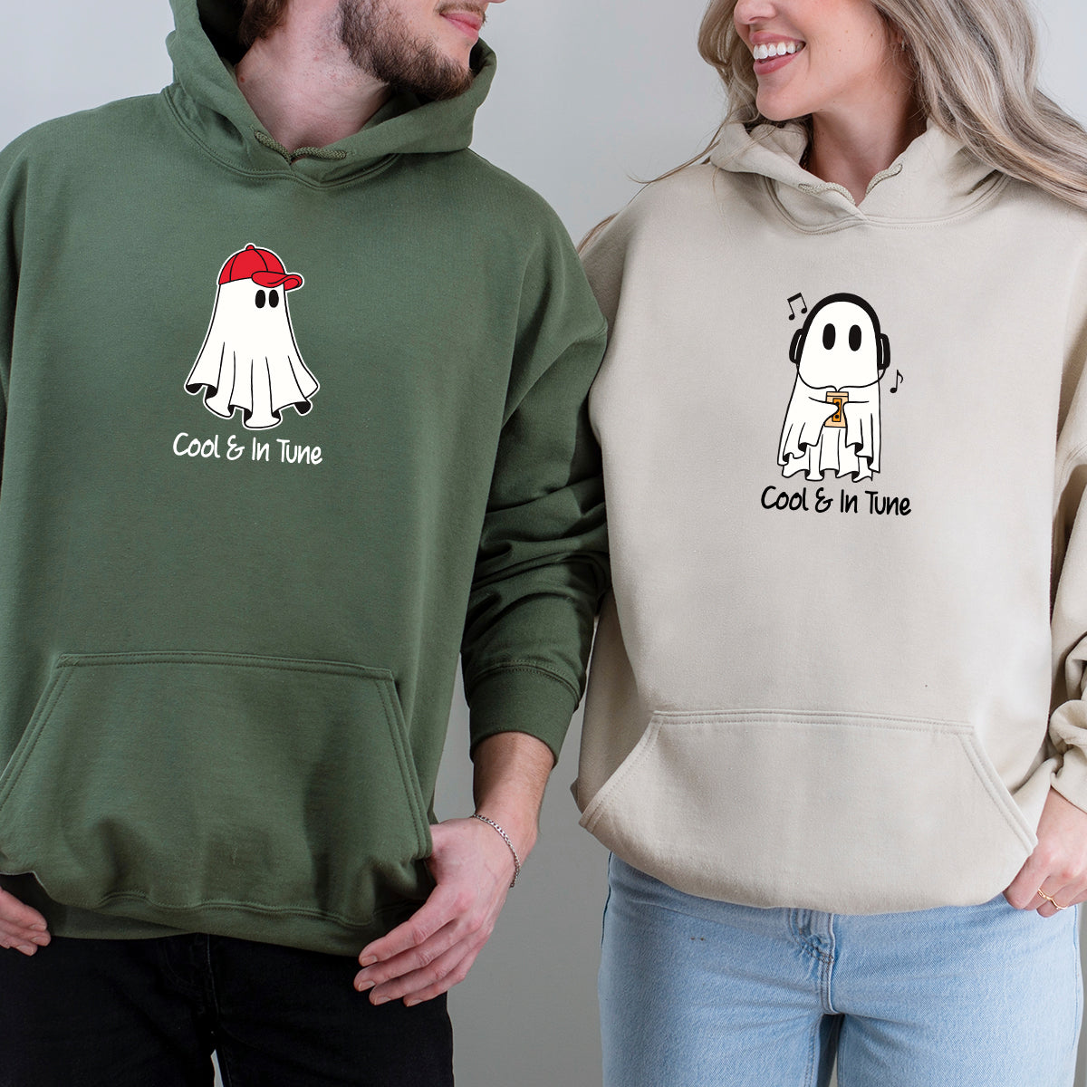 Music & Cap Ghost Matching Hoodies For Couples
