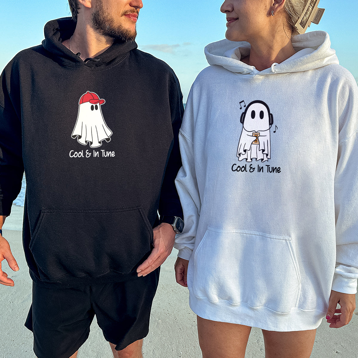 Music & Cap Ghost Matching Hoodies For Couples