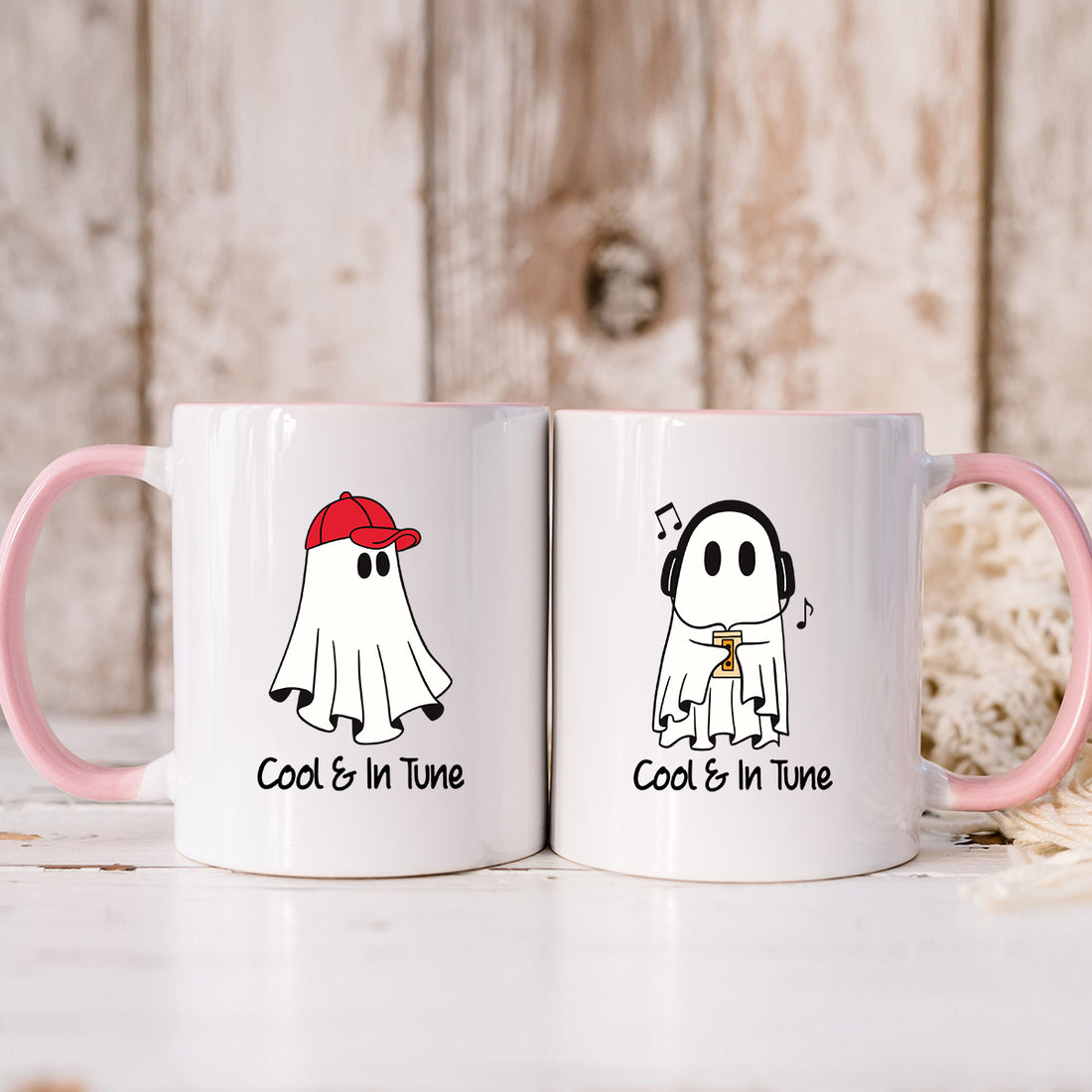 Music & Cap Ghost Matching Mugs For Couples