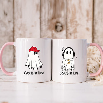 Music & Cap Ghost Matching Mugs For Couples