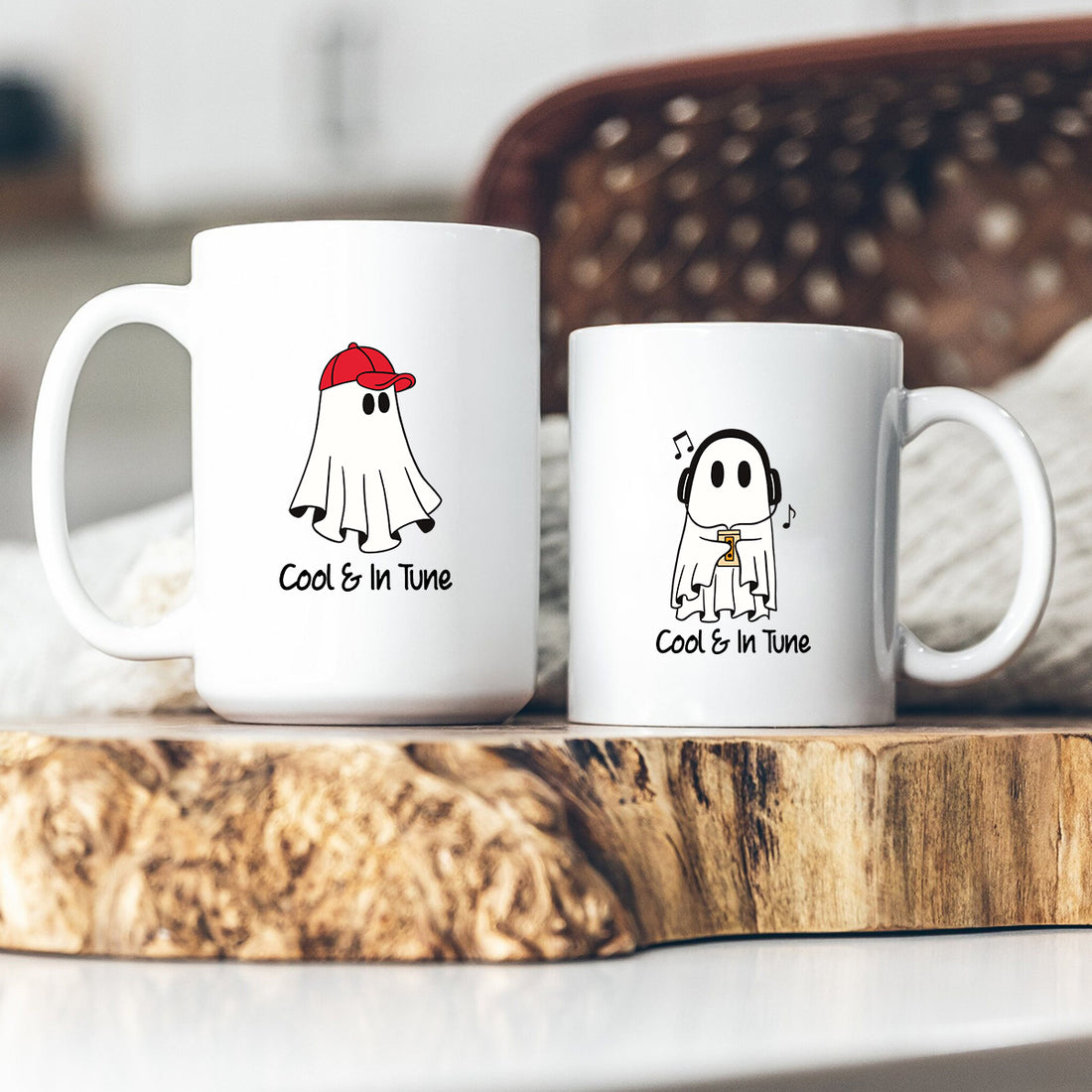 Music & Cap Ghost Matching Mugs For Couples