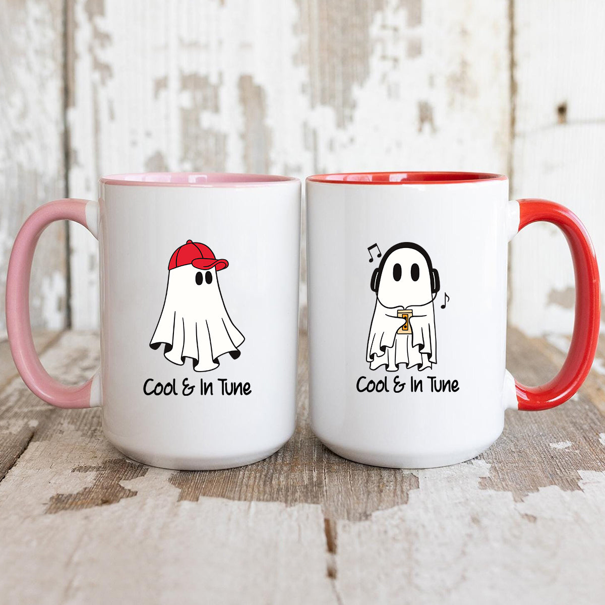 Music & Cap Ghost Matching Mugs For Couples