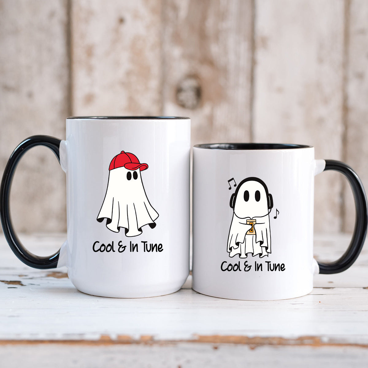 Music & Cap Ghost Matching Mugs For Couples