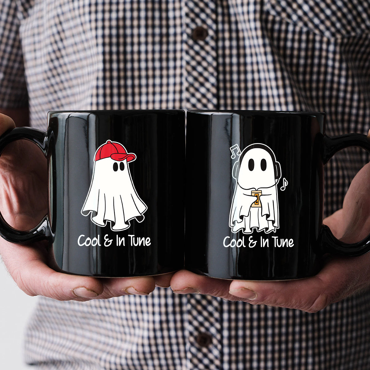 Music & Cap Ghost Matching Mugs For Couples