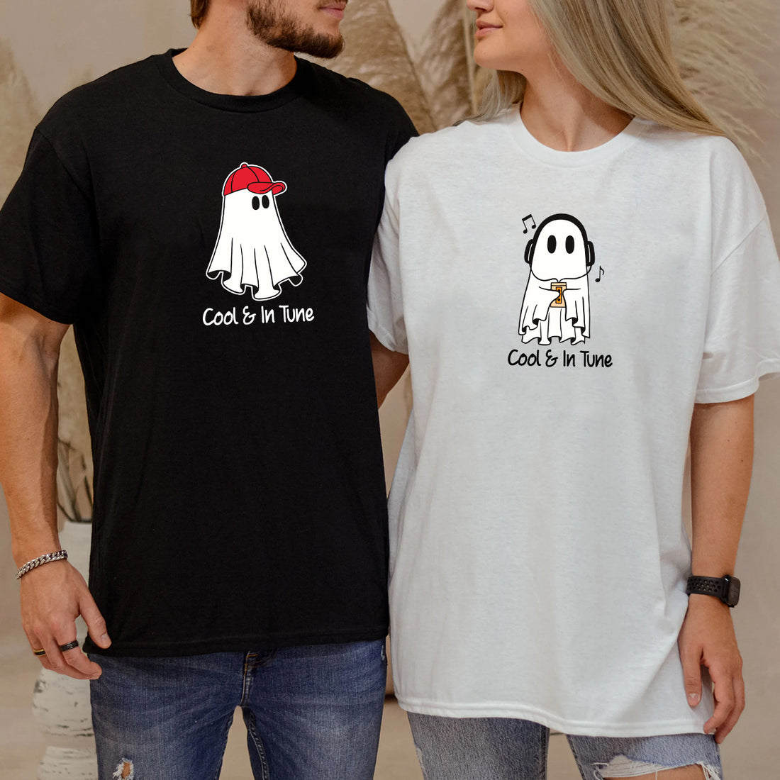 Music & Cap Ghost Matching T-Shirts For Couples