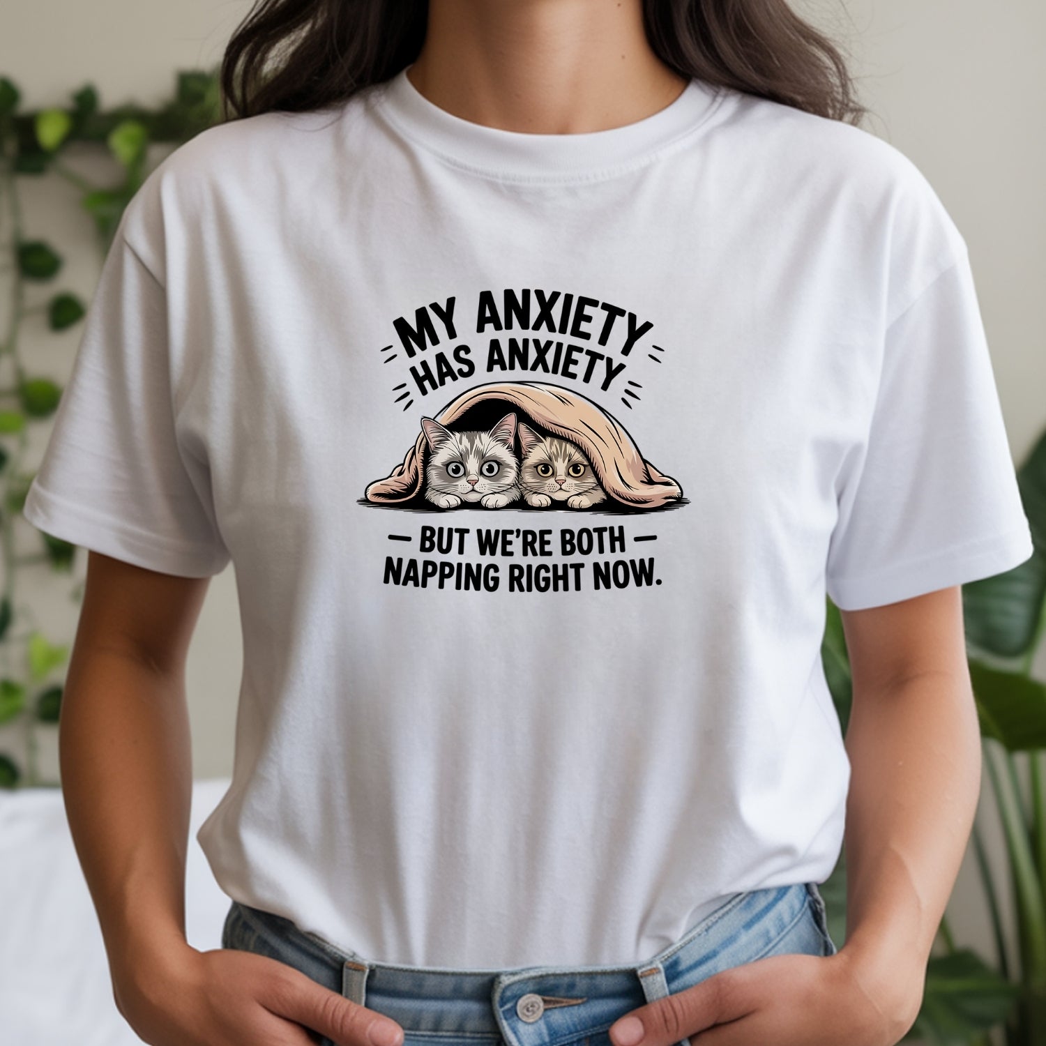 My Anxiety Has Anxiety T-Shirt - Funny Cat Sarcastic Graphic Tee