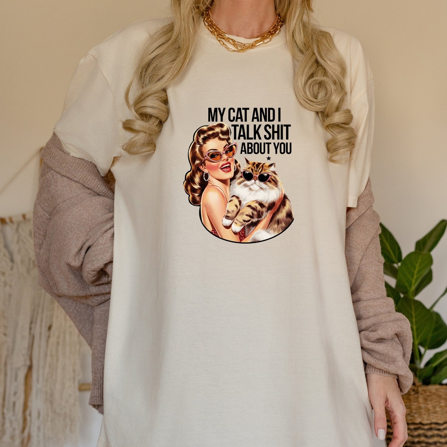 My Cat And I Talk About You T-Shirt - Funny Cat Sarcastic Graphic Tee