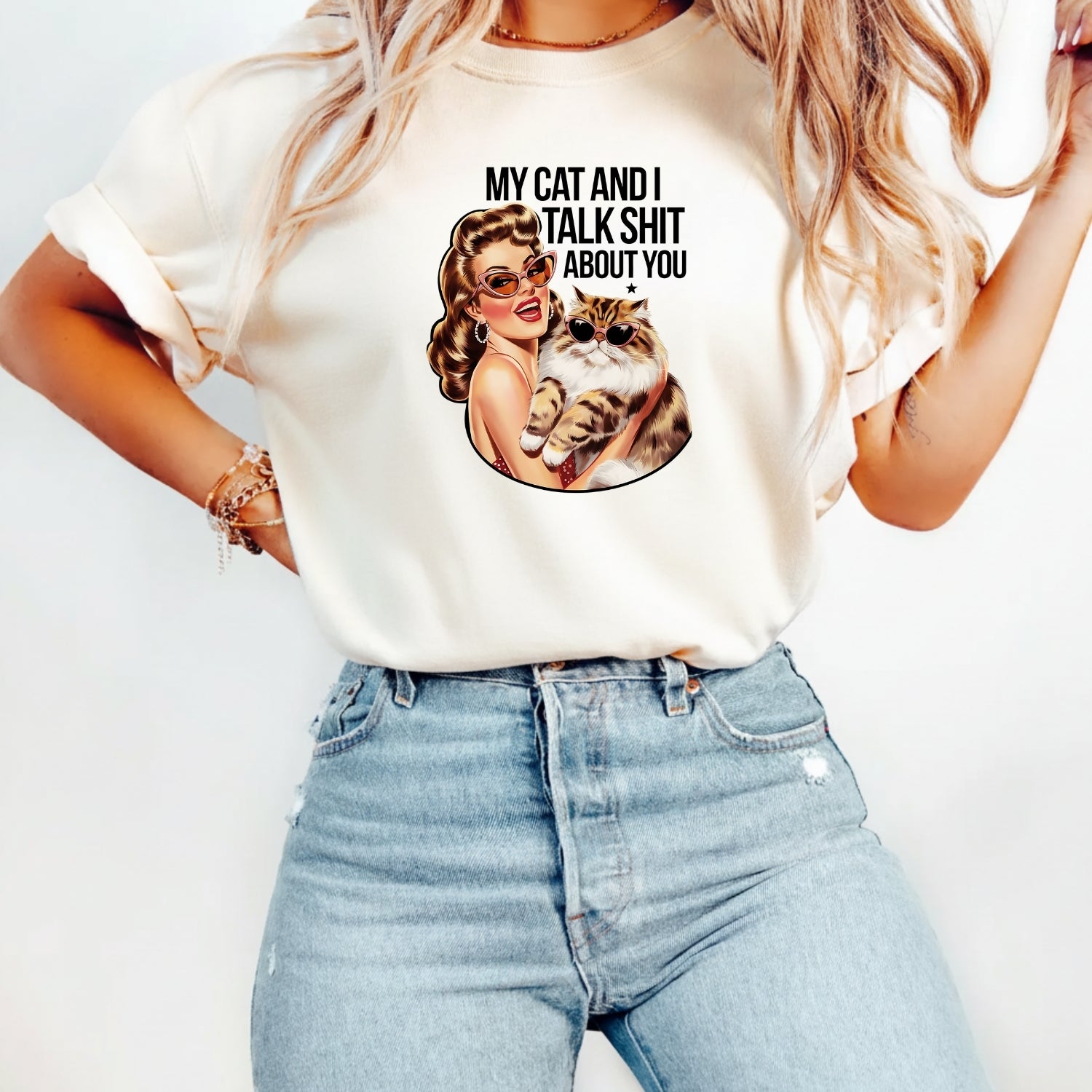 My Cat And I Talk About You T-Shirt - Funny Cat Sarcastic Graphic Tee