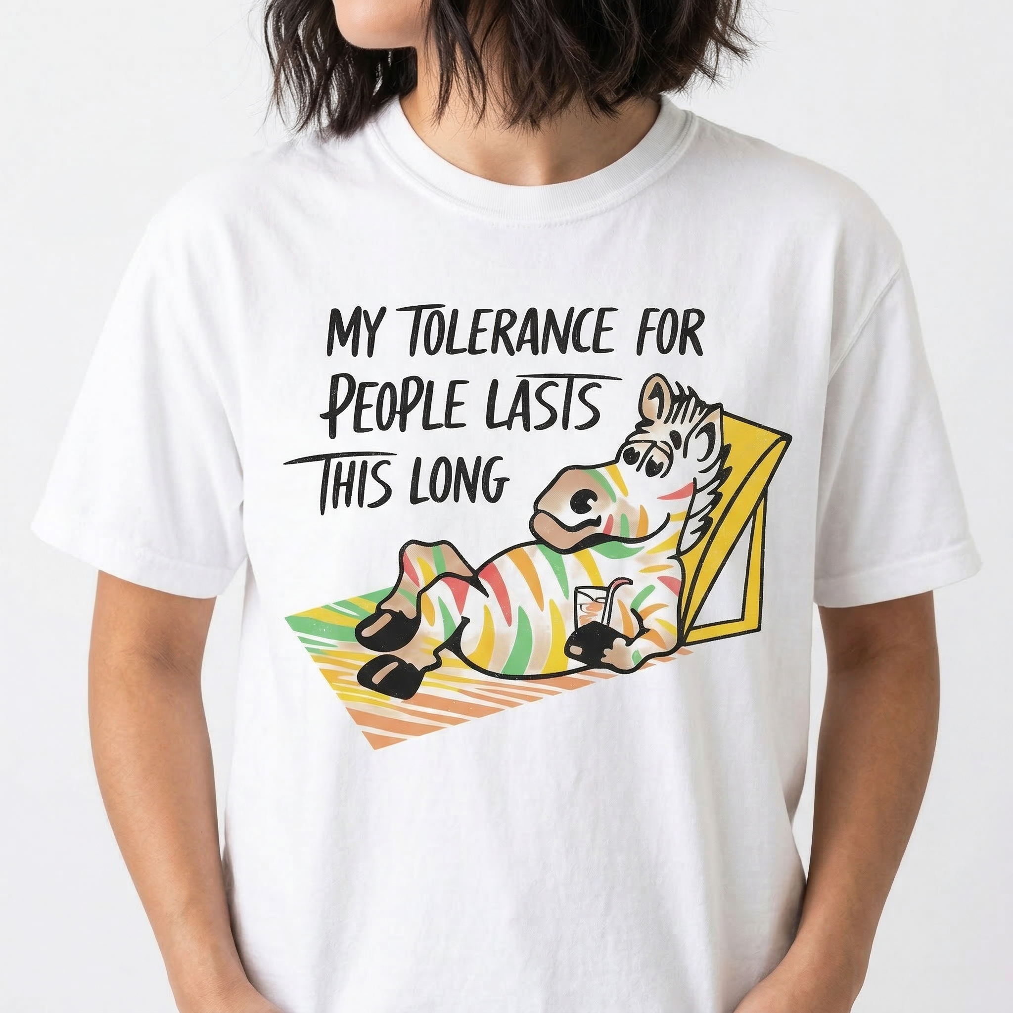 My Tolerance for People Lasts This Long Shirt – Funny Zebra Sarcastic Humor Tee