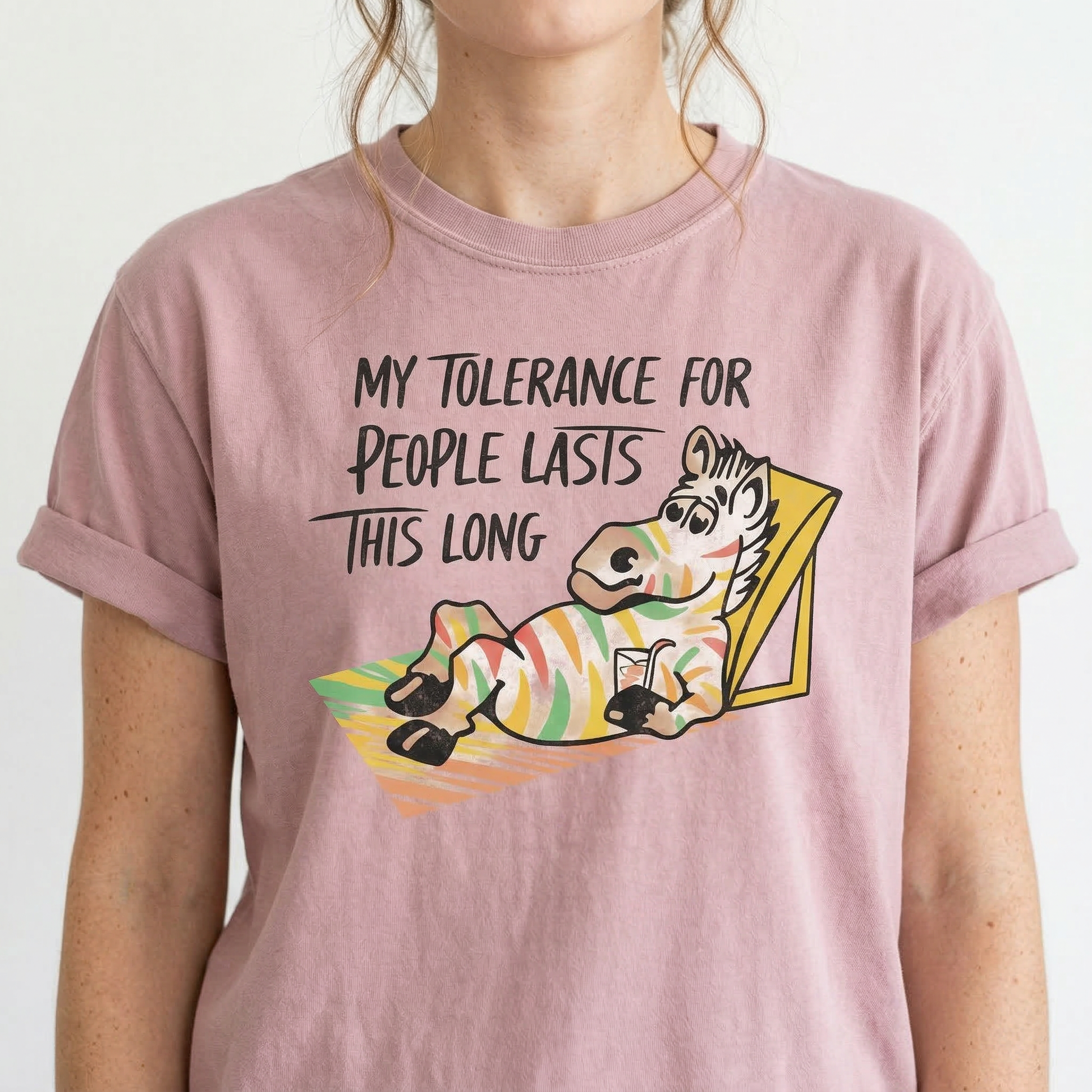 My Tolerance for People Lasts This Long Shirt – Funny Zebra Sarcastic Humor Tee