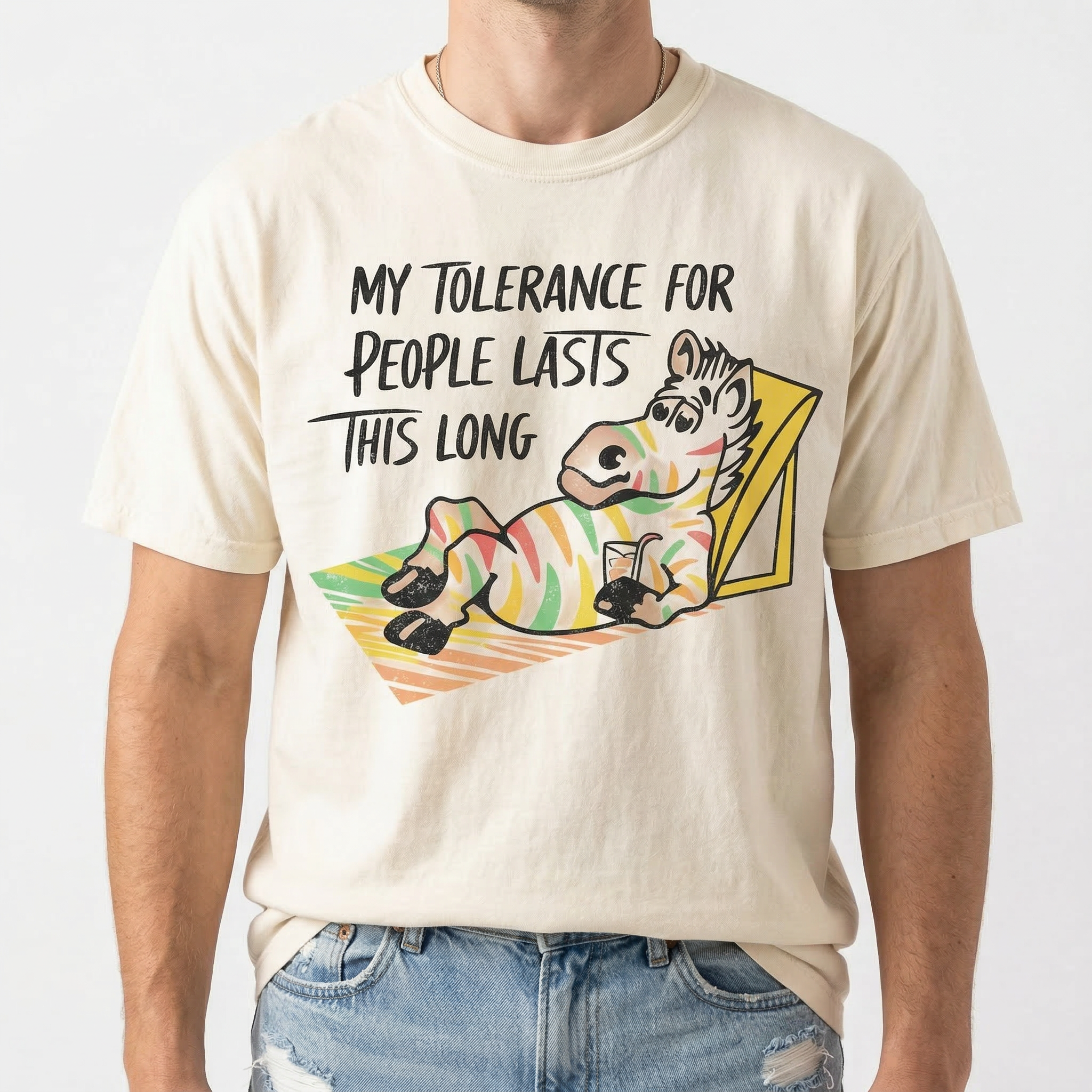 My Tolerance for People Lasts This Long Shirt – Funny Zebra Sarcastic Humor Tee