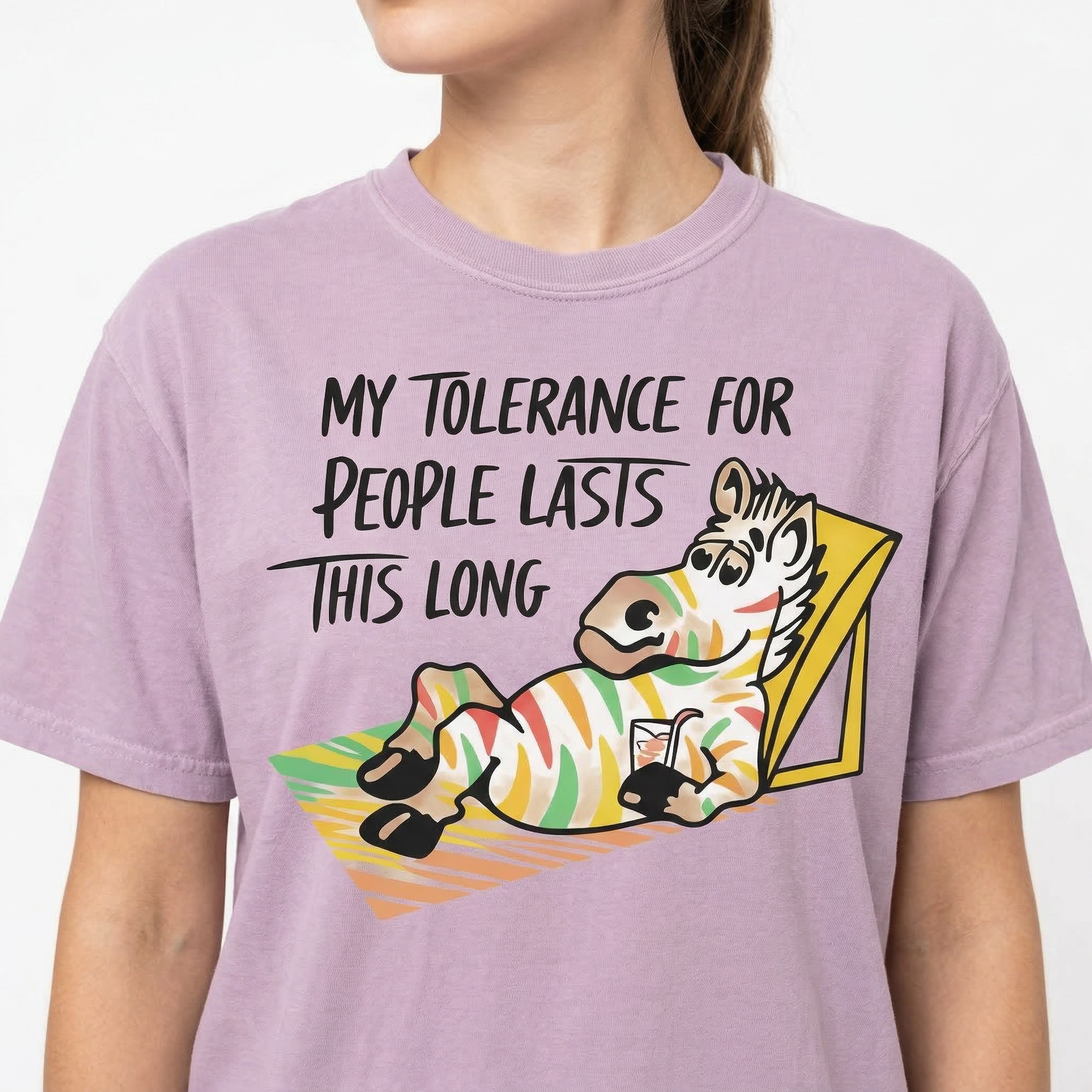 My Tolerance for People Lasts This Long Shirt – Funny Zebra Sarcastic Humor Tee
