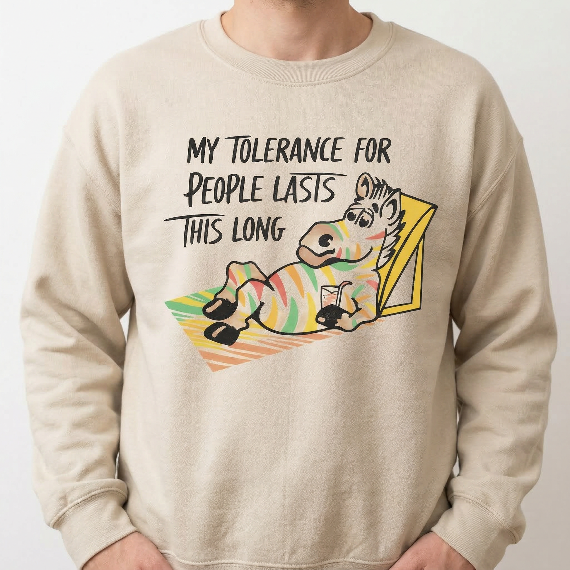 My Tolerance for People Lasts This Long Shirt – Funny Zebra Sarcastic Humor Tee