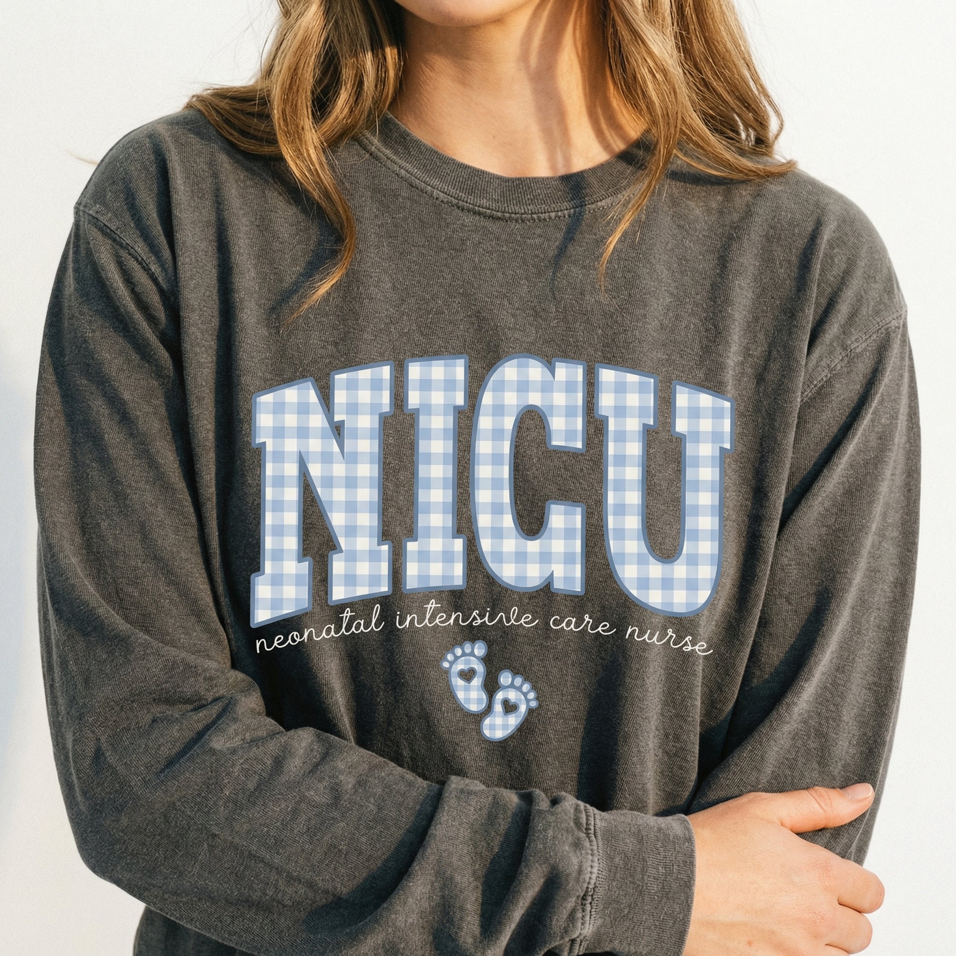 NICU Nurse Gingham Shirt – Neonatal Intensive Care Graphic Tee