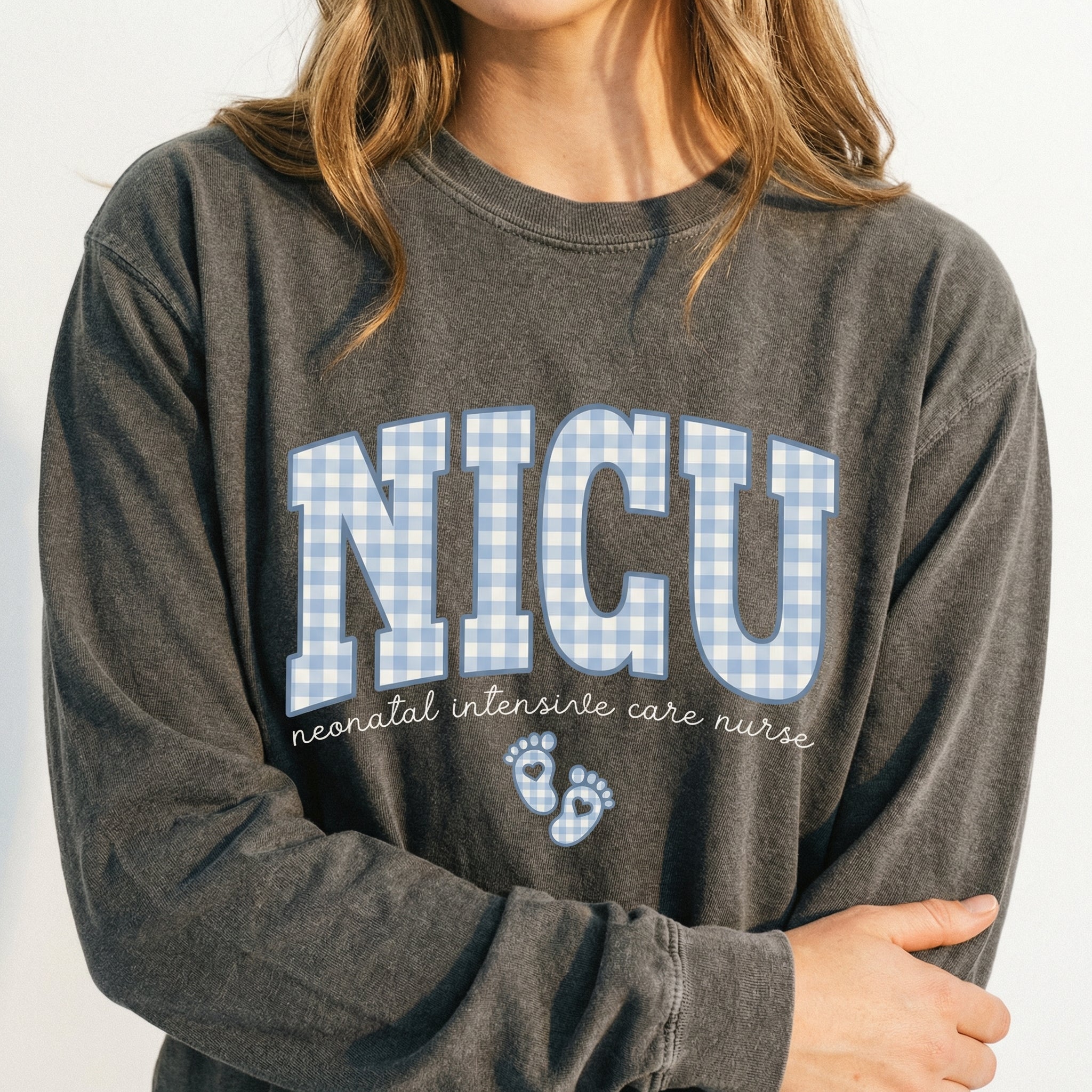 NICU Nurse Gingham Shirt – Neonatal Intensive Care Graphic Tee