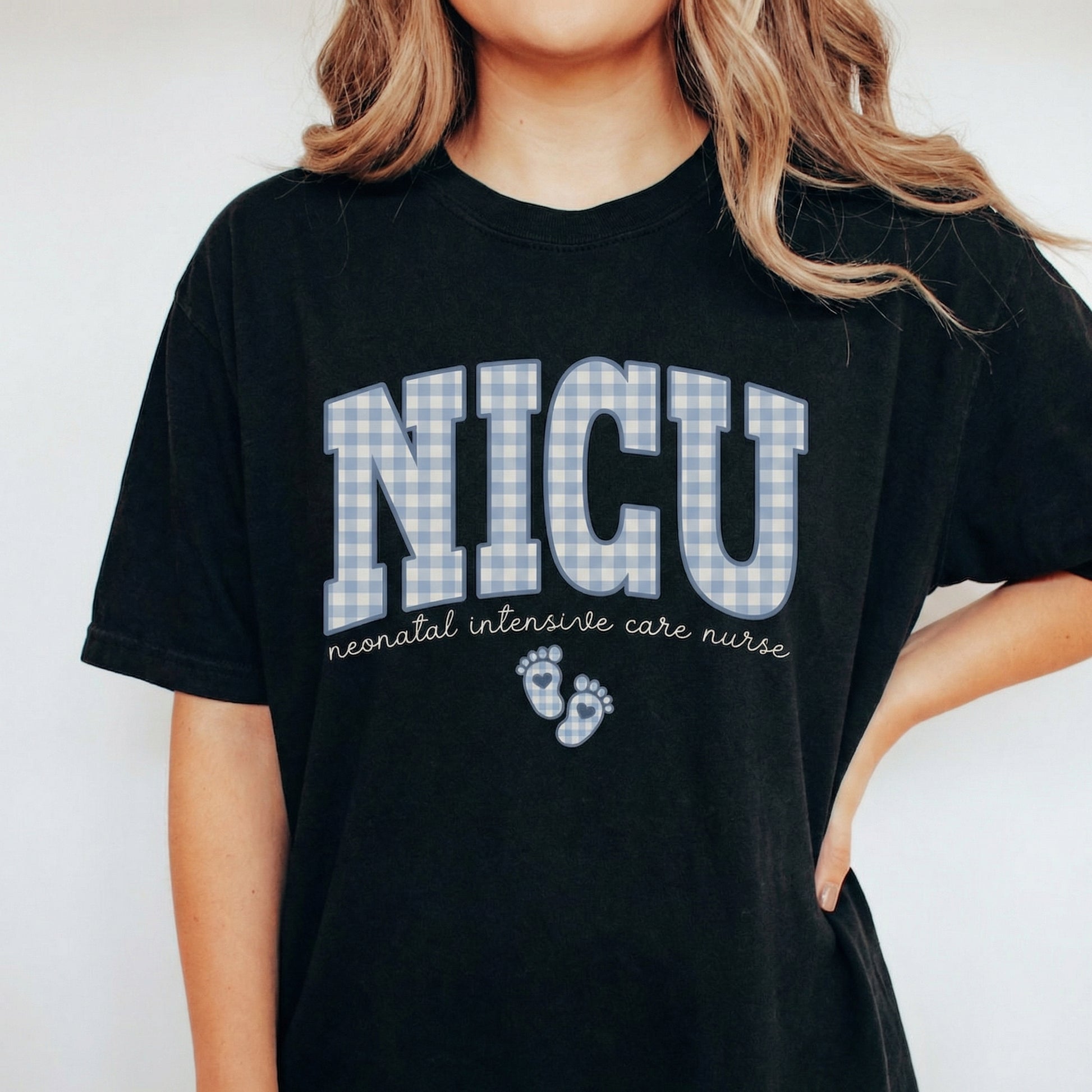 NICU Nurse Gingham Shirt – Neonatal Intensive Care Graphic Tee