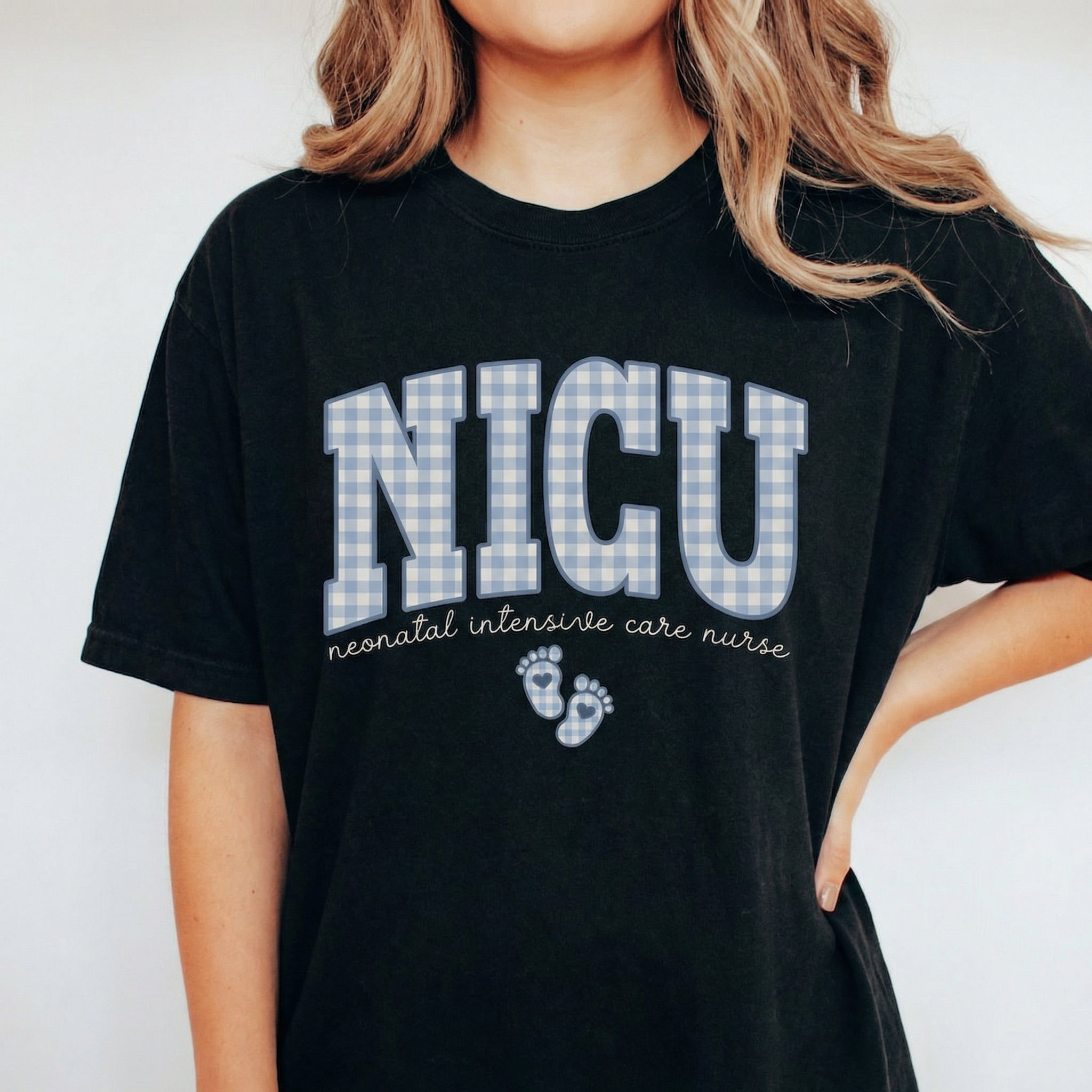 NICU Nurse Gingham Shirt – Neonatal Intensive Care Graphic Tee