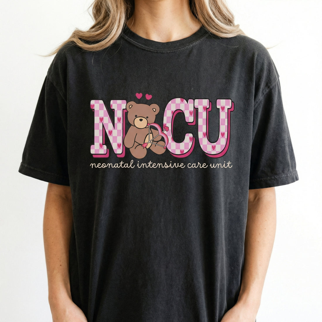 NICU Nurse Valentine Shirt – Neonatal ICU Bear Graphic Tee