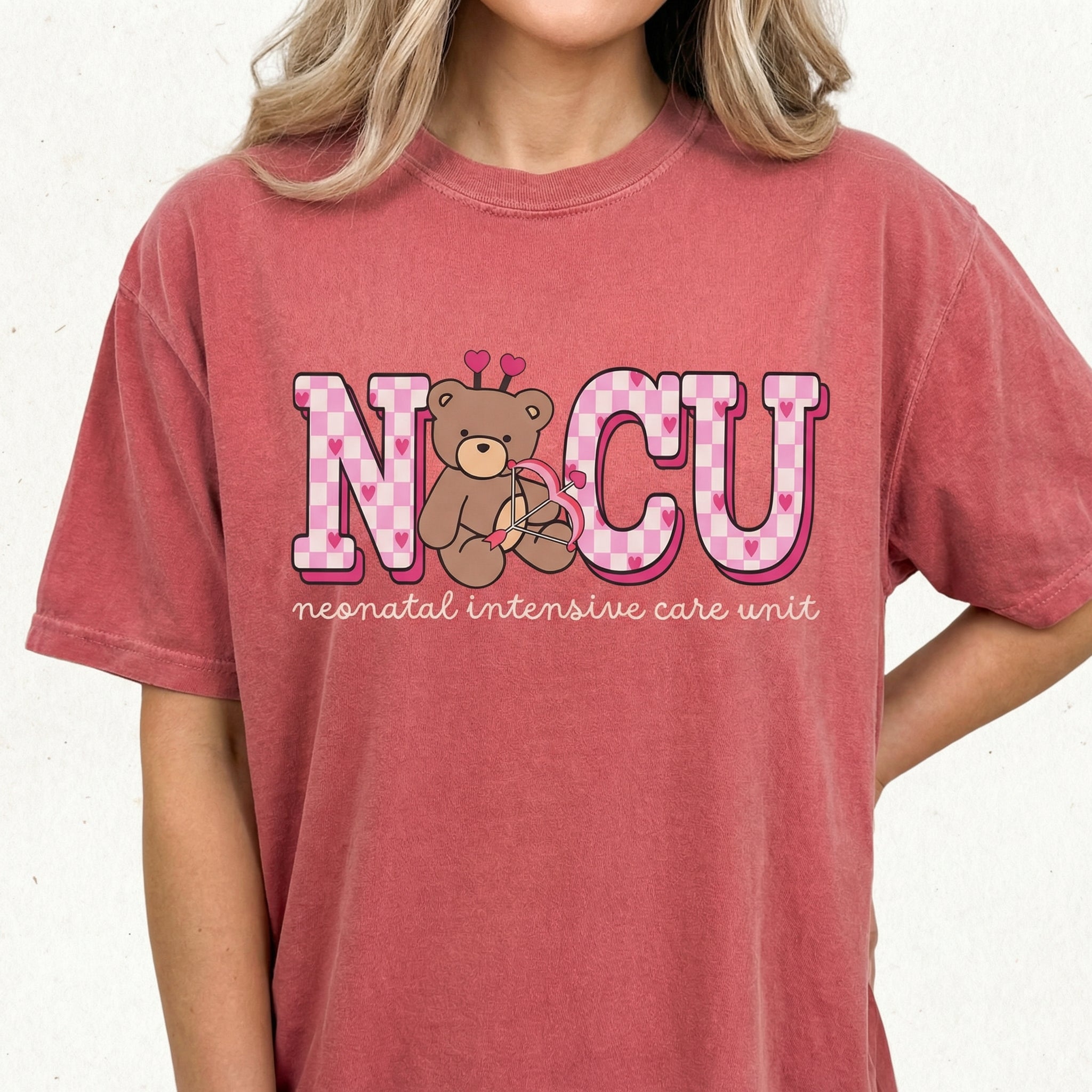 NICU Nurse Valentine Shirt – Neonatal ICU Bear Graphic Tee