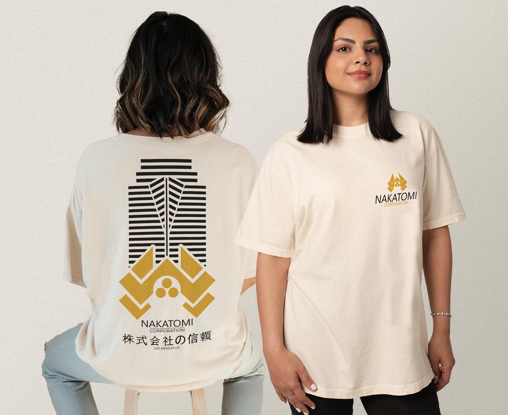 Nakatomi Plaza Logo T-Shirt – Retro 80s Action Movie Graphic Tee with Back Print