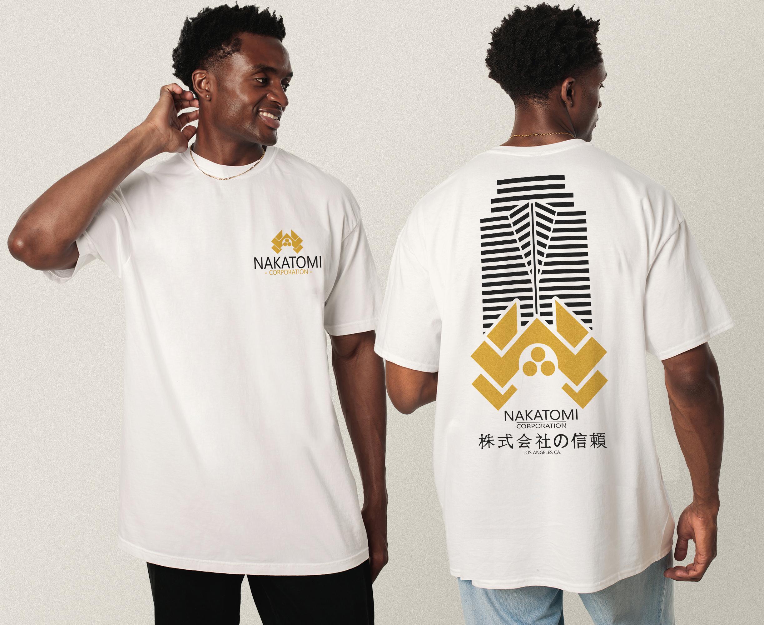 Nakatomi Plaza Logo T-Shirt – Retro 80s Action Movie Graphic Tee with Back Print