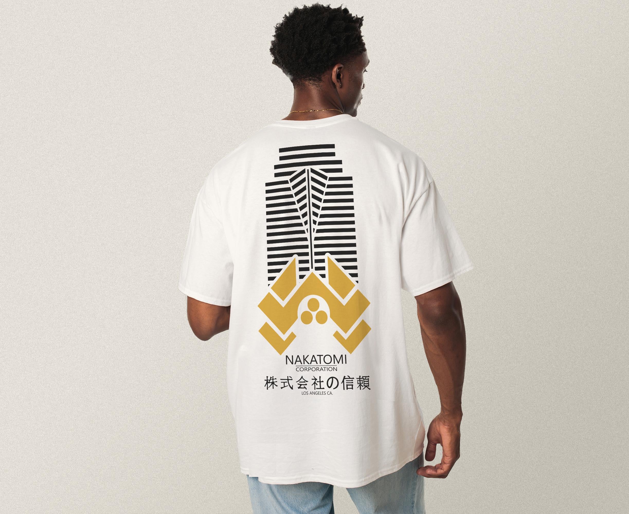 Nakatomi Plaza Logo T-Shirt – Retro 80s Action Movie Graphic Tee with Back Print