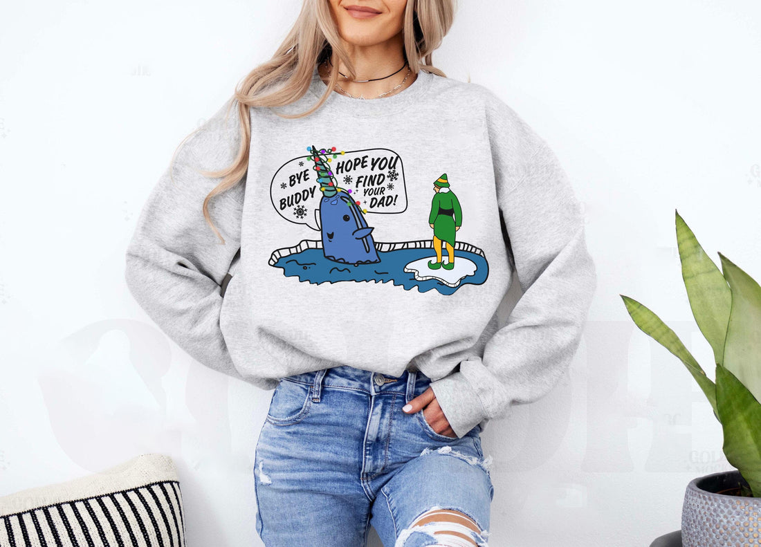 Narwhal Elf Christmas Shirt – Bye Buddy Hope You Find Your Dad Shirt – Buddy the Elf Tee – Christmas Classic Movie Shirt