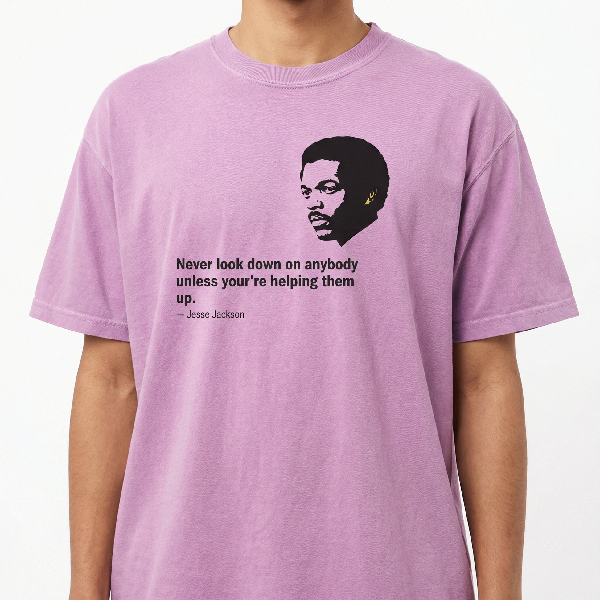 Never Look Down on Anybody Quote T-Shirt – Inspirational Minimalist Graphic Tee