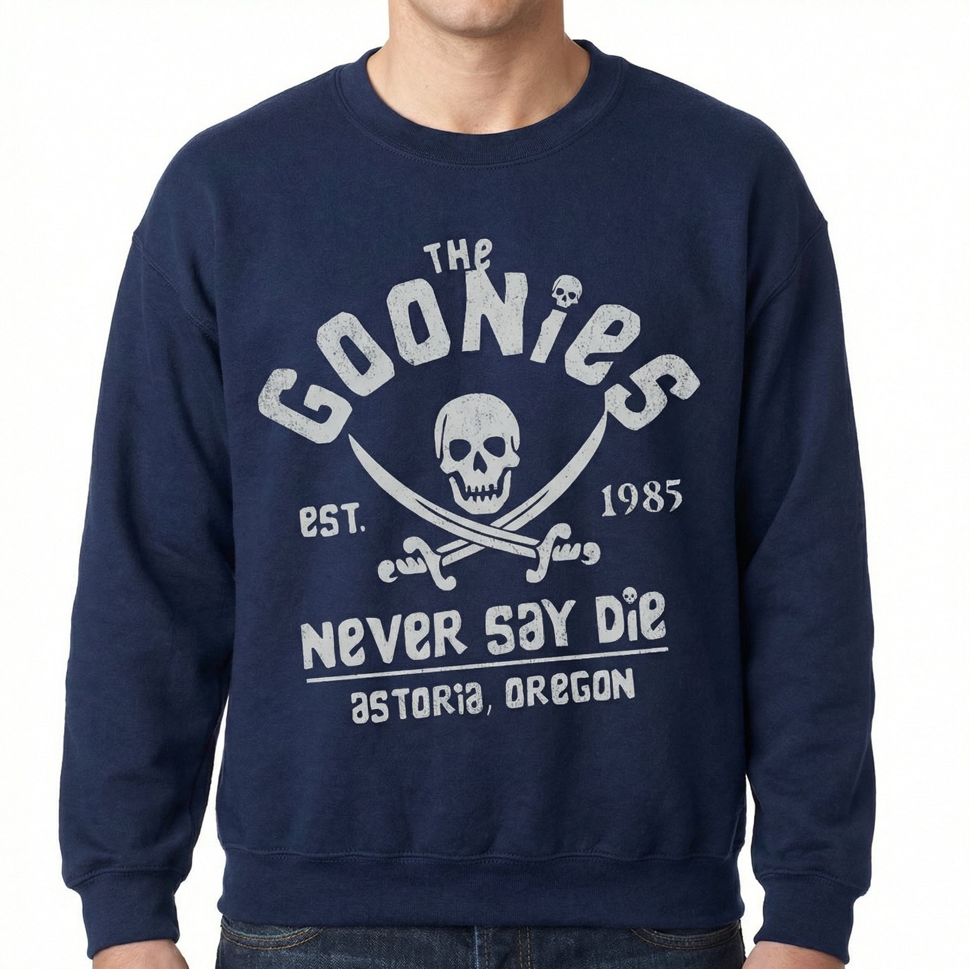 Never Say Die Vintage Graphic T-Shirt – Retro 80s Adventure Quote Tee