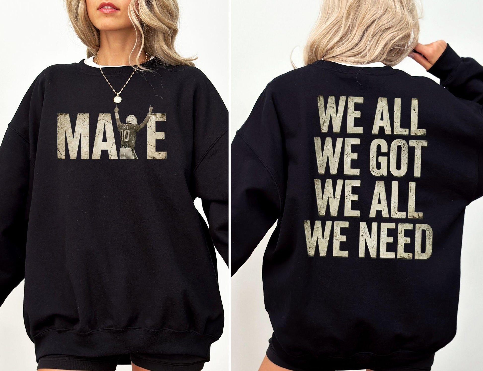 New England Maye Football Fan Sweatshirt – Vintage Game Day Graphic