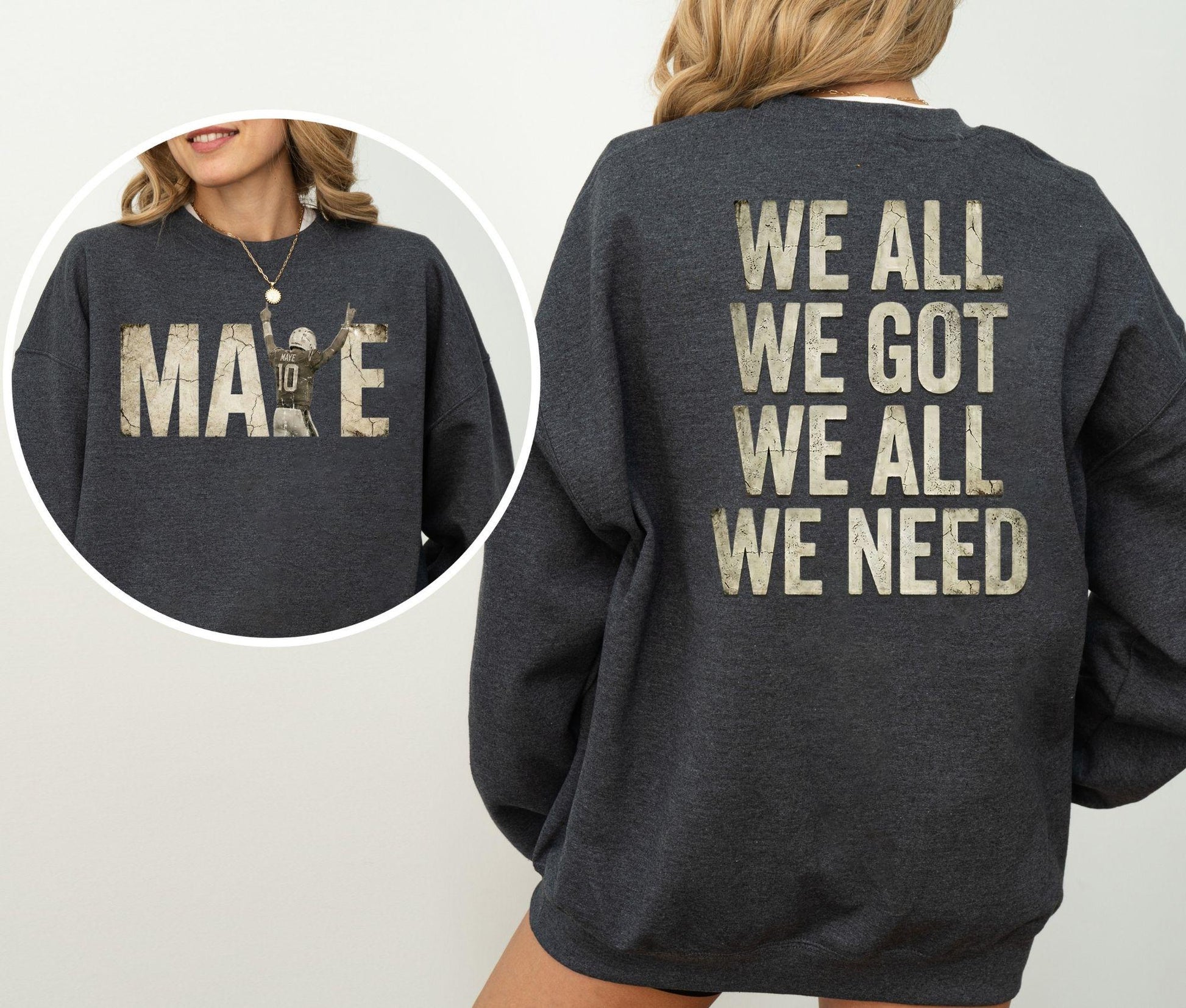 New England Maye Football Fan Sweatshirt – Vintage Game Day Graphic