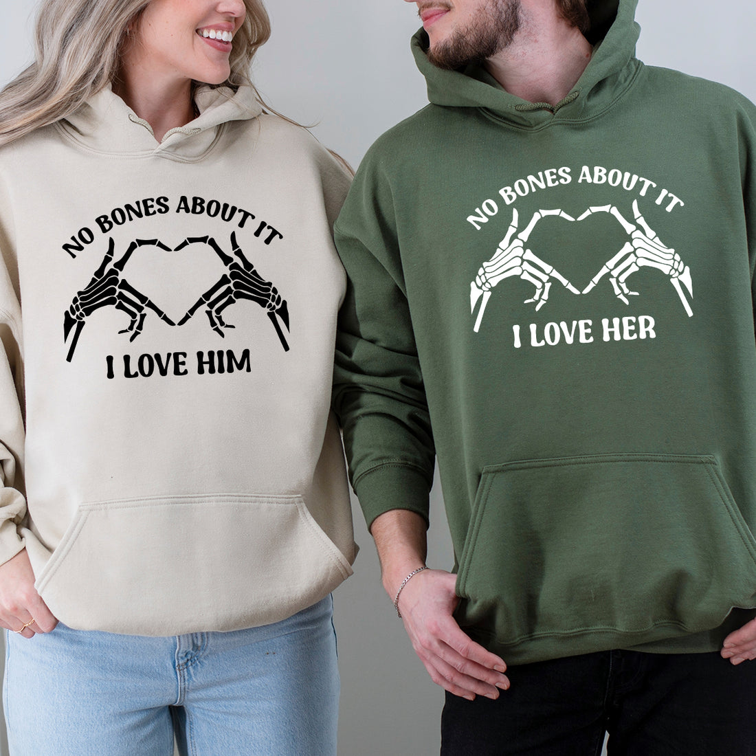 No Bones About It I Love Him Her Matching Hoodies For Couples