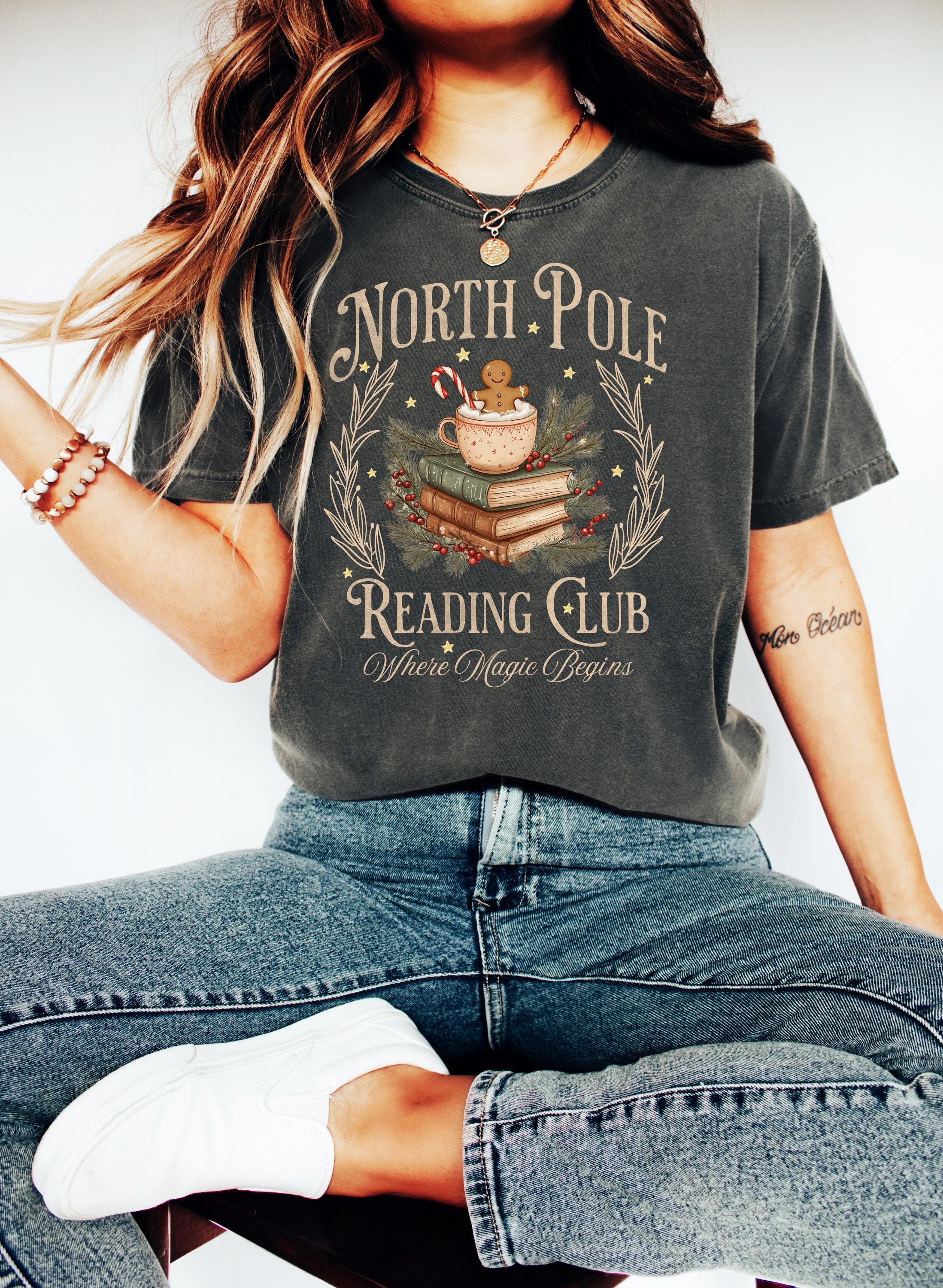 North Pole Book Club Sweatshirt – Bookish Christmas Tee, Holiday Book Lover Gift