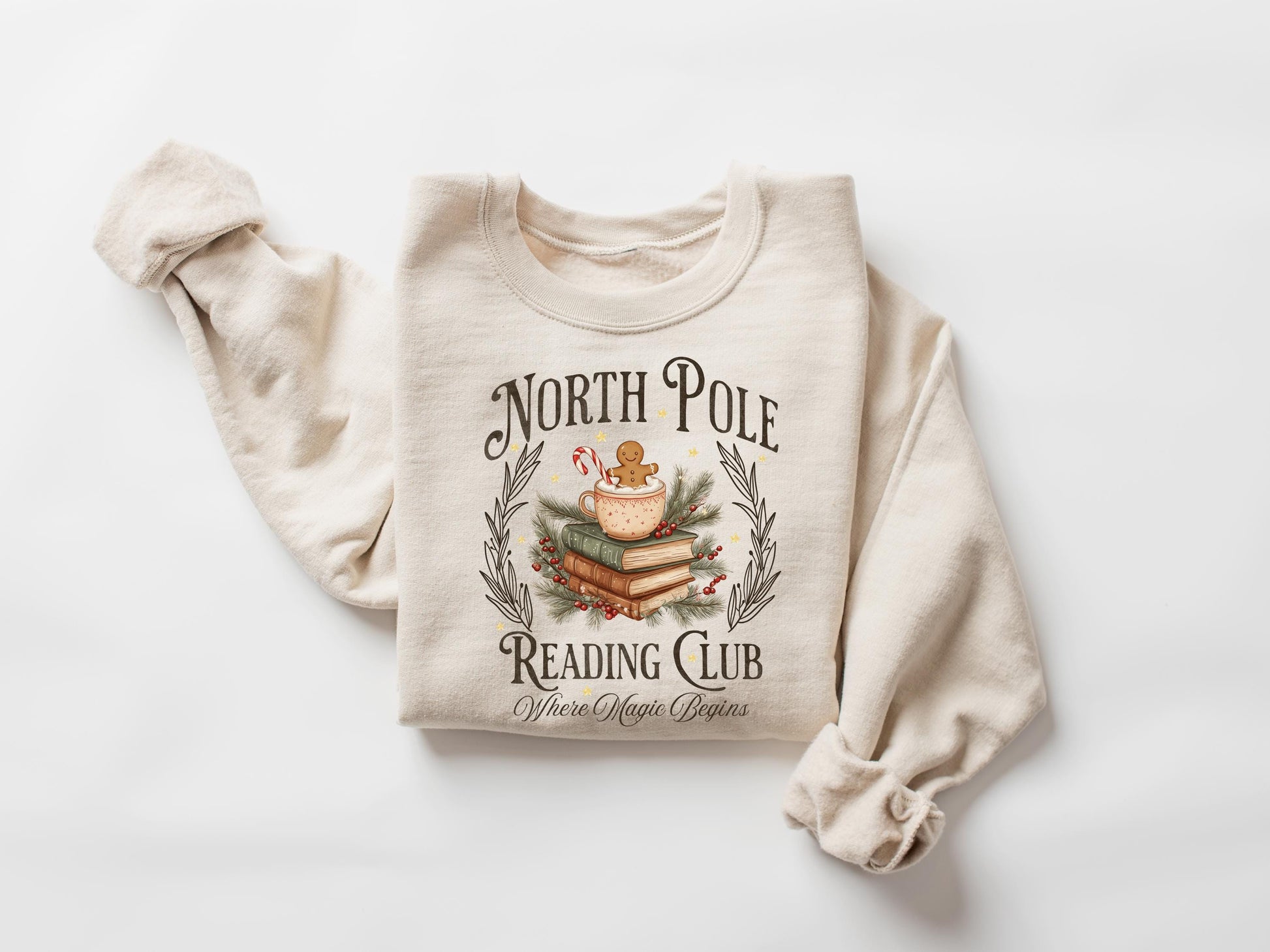 North Pole Book Club Sweatshirt – Bookish Christmas Tee, Holiday Book Lover Gift