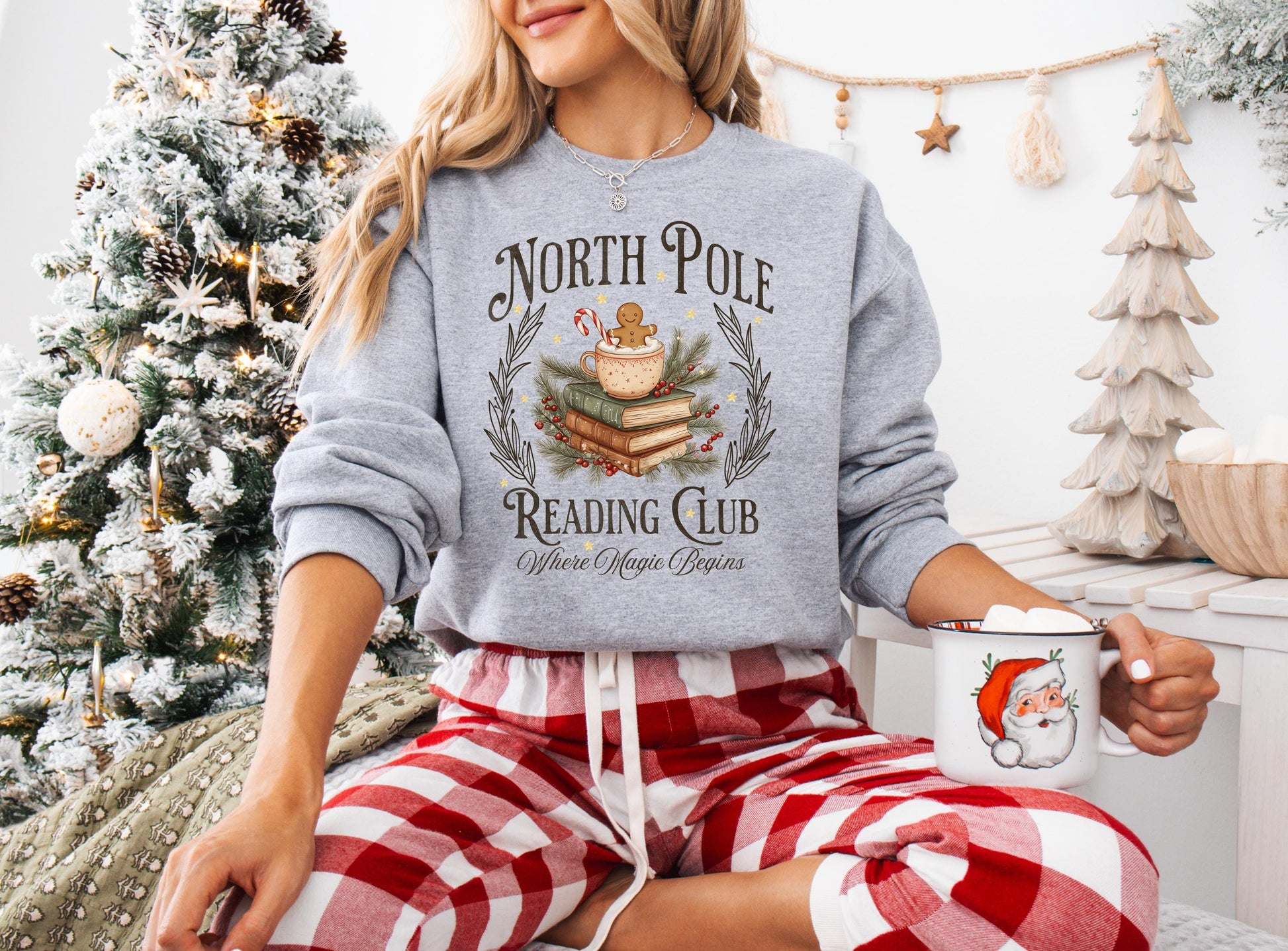 North Pole Book Club Sweatshirt – Bookish Christmas Tee, Holiday Book Lover Gift