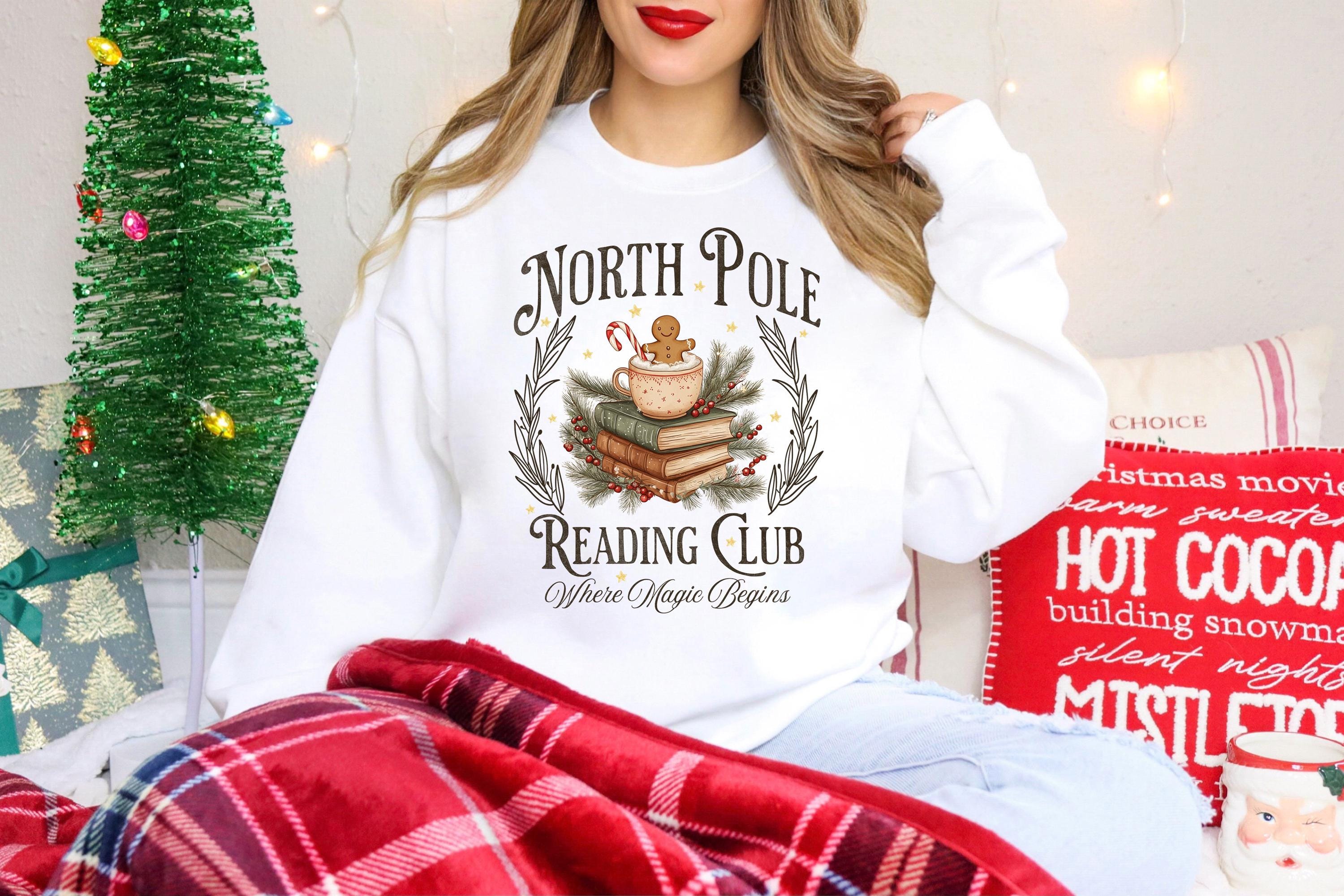 North Pole Book Club Sweatshirt – Bookish Christmas Tee, Holiday Book Lover Gift