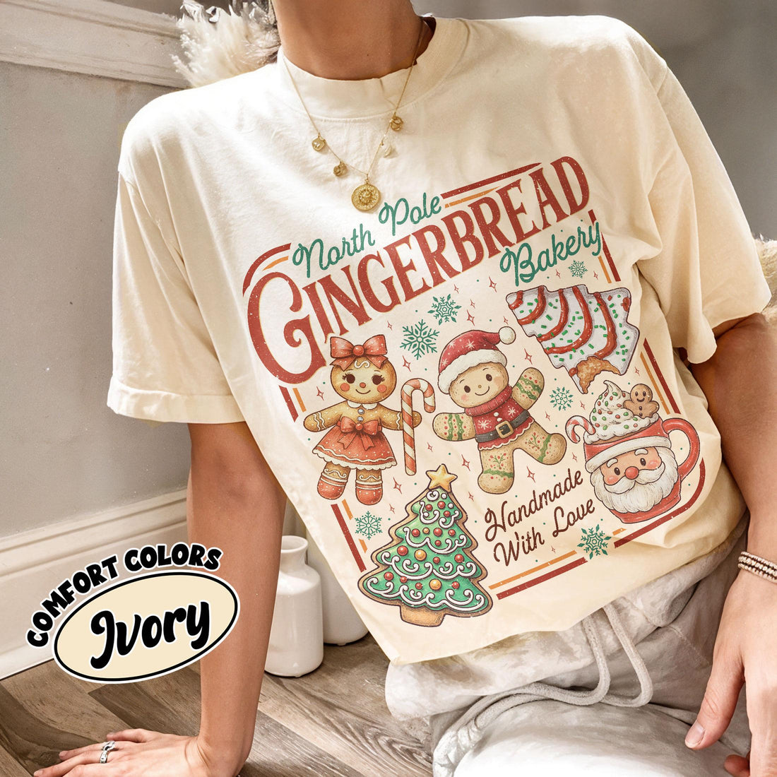 North Pole Gingerbread Shirt – Handmade Bakery Christmas T-Shirt, Holiday Cookies Tee