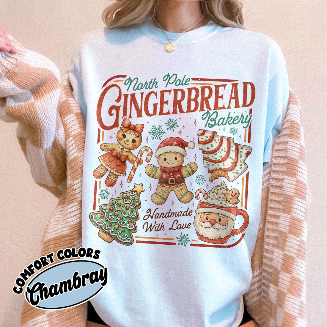 North Pole Gingerbread Shirt – Handmade Bakery Christmas T-Shirt, Holiday Cookies Tee