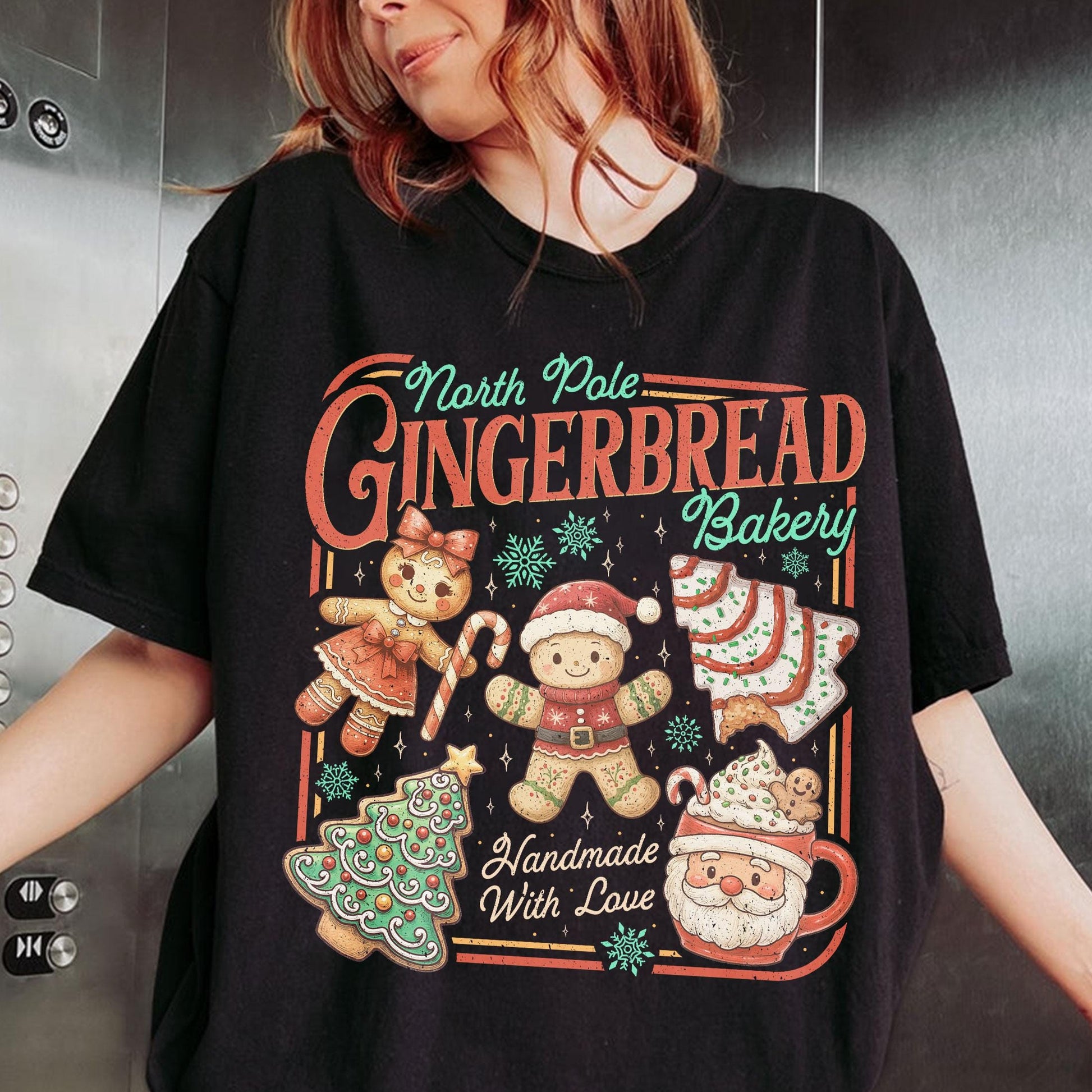 North Pole Gingerbread Sweatshirt – Bakery Handmade With Love T-Shirt, Christmas Holiday Crewneck, Festive Cookies Shirt