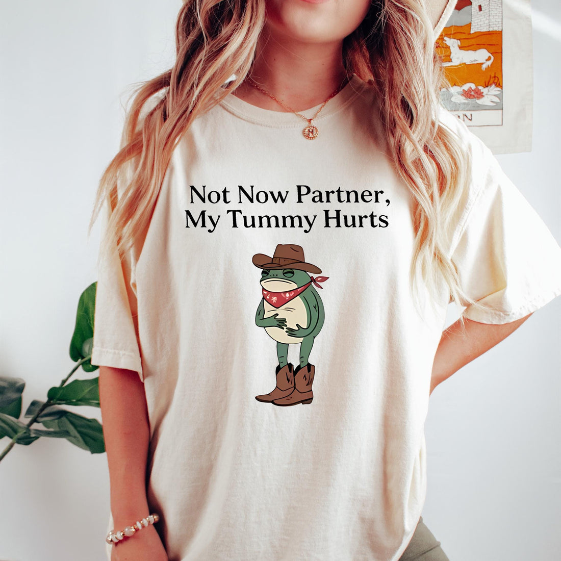 Funny Frog Meme Graphic T-Shirt - Tummy Hurts Humor Tee