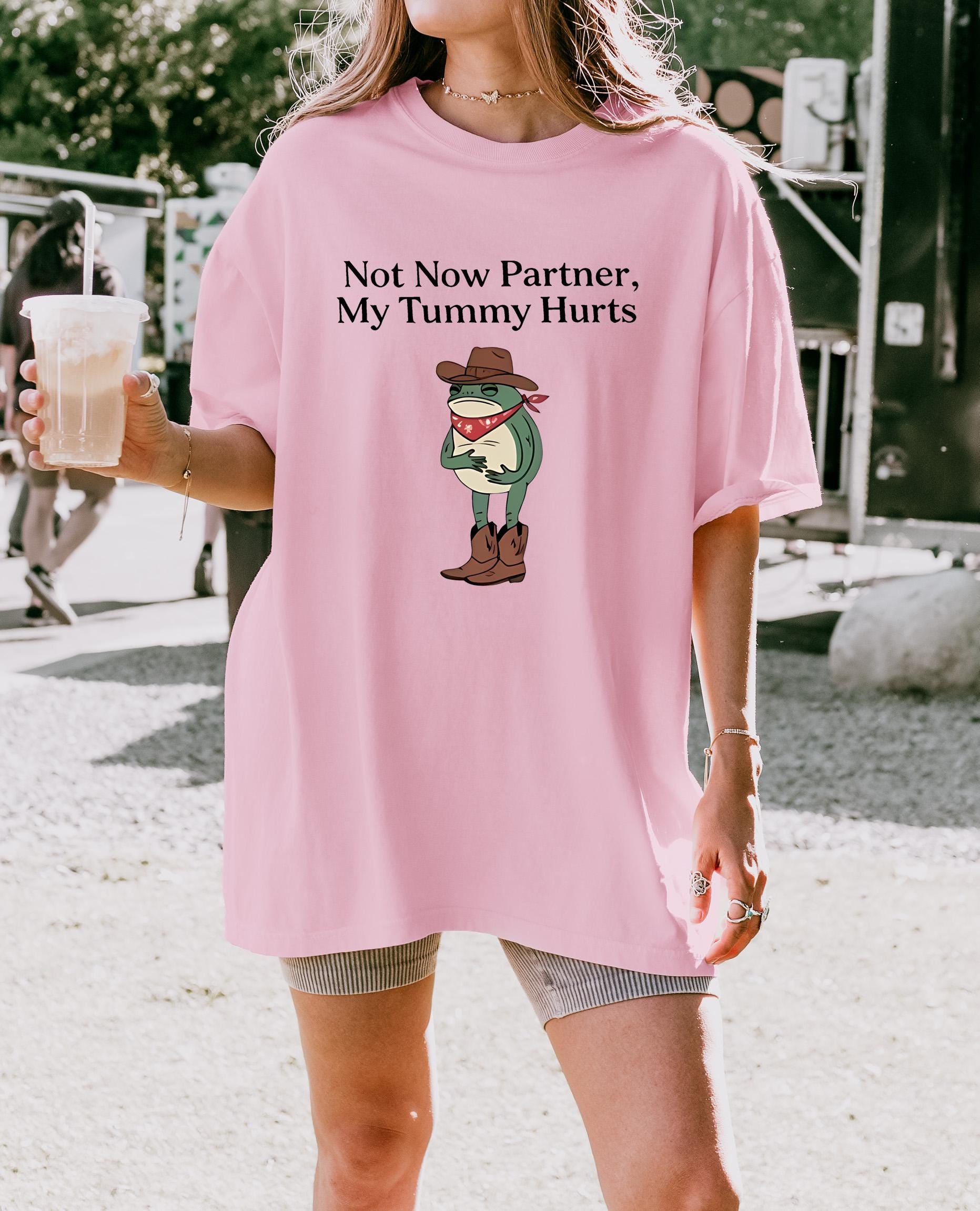 Funny Frog Meme Graphic T-Shirt - Tummy Hurts Humor Tee