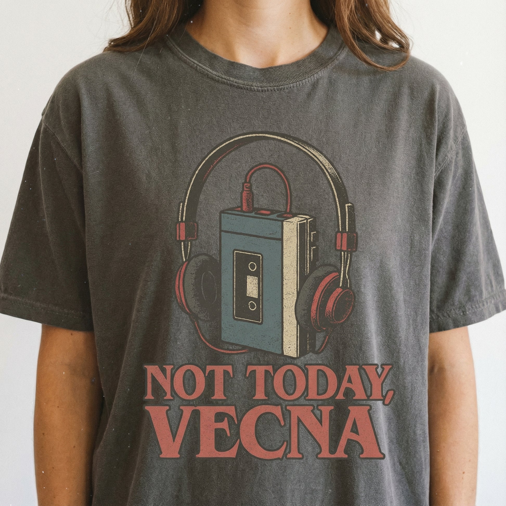 Not Today Retro Cassette Tape T-Shirt – Sci-Fi Inspired Headphones Graphic Tee – Vintage 80s Music Fan Shirt